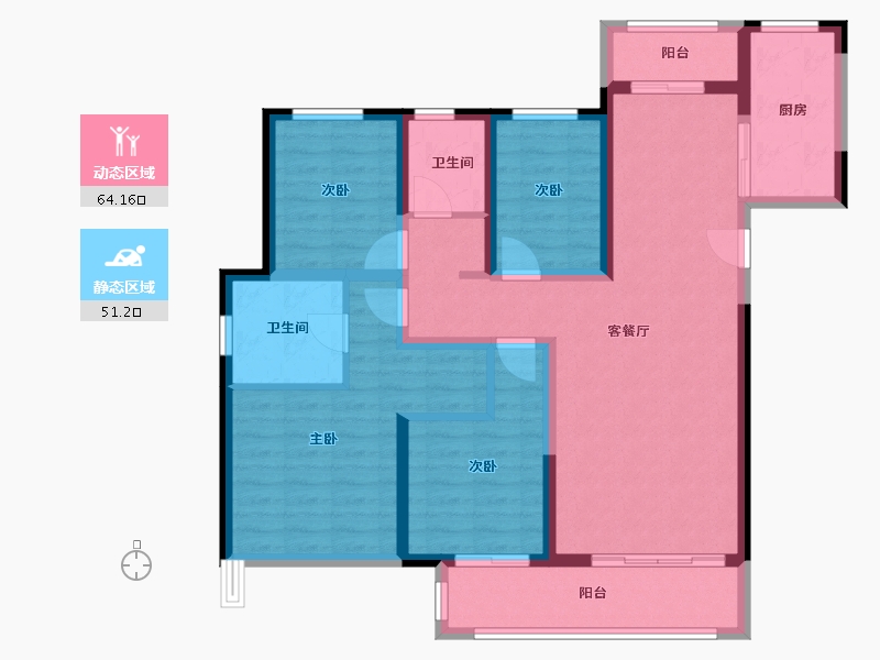 陕西省-咸阳市-天地源珺樾坊-111.20-户型库-动静分区