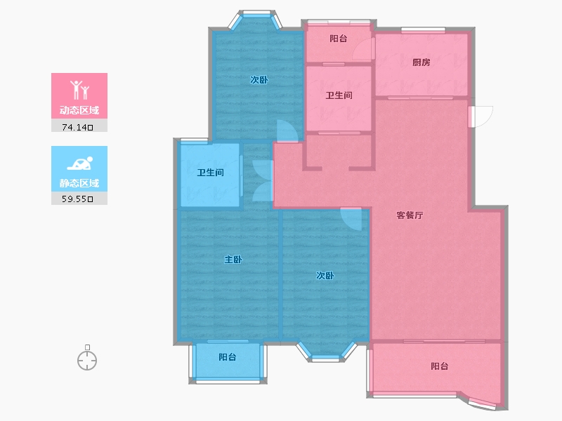 上海-上海市-龙柏西郊公寓-110.43-户型库-动静分区