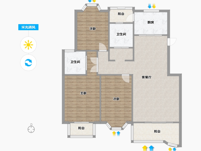 上海-上海市-龙柏西郊公寓-110.43-户型库-采光通风