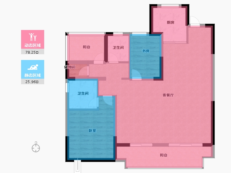 安徽省-合肥市-绿城溪山禾苑-93.75-户型库-动静分区