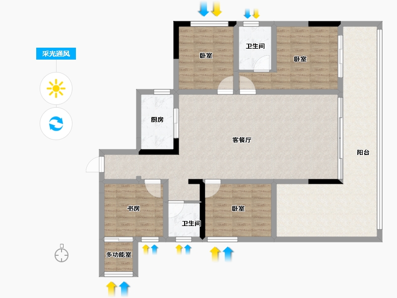 云南省-曲靖市-愿景水岸学府-118.34-户型库-采光通风