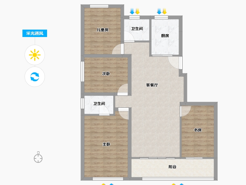 浙江省-杭州市-澳海百合云泽赋-94.39-户型库-采光通风