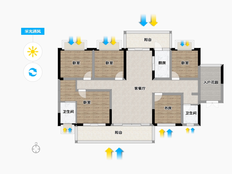 云南省-曲靖市-凤凰城·寥廓府邸-131.49-户型库-采光通风