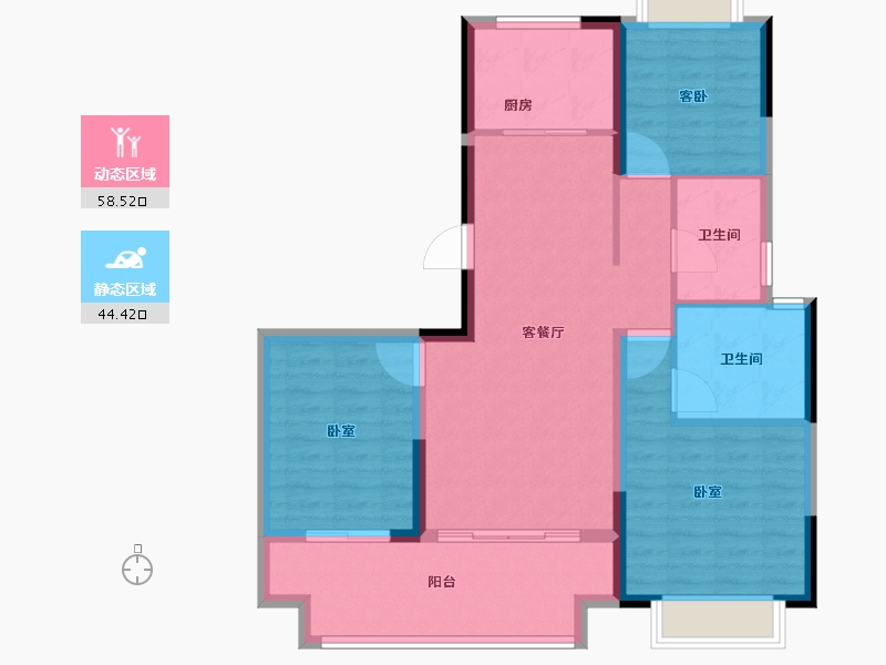 湖南省-长沙市-日盛湖湘悦府-92.80-户型库-动静分区