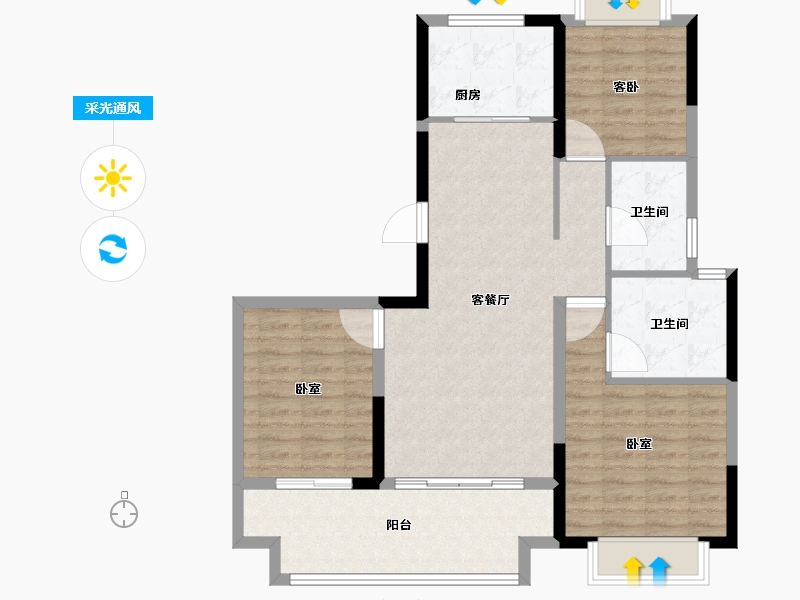 湖南省-长沙市-日盛湖湘悦府-92.80-户型库-采光通风