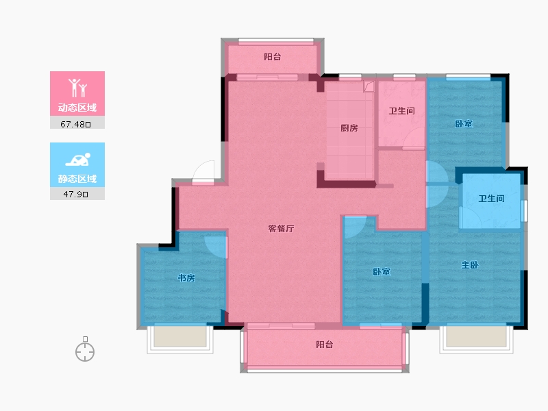 浙江省-金华市-商城大陈印象-104.01-户型库-动静分区