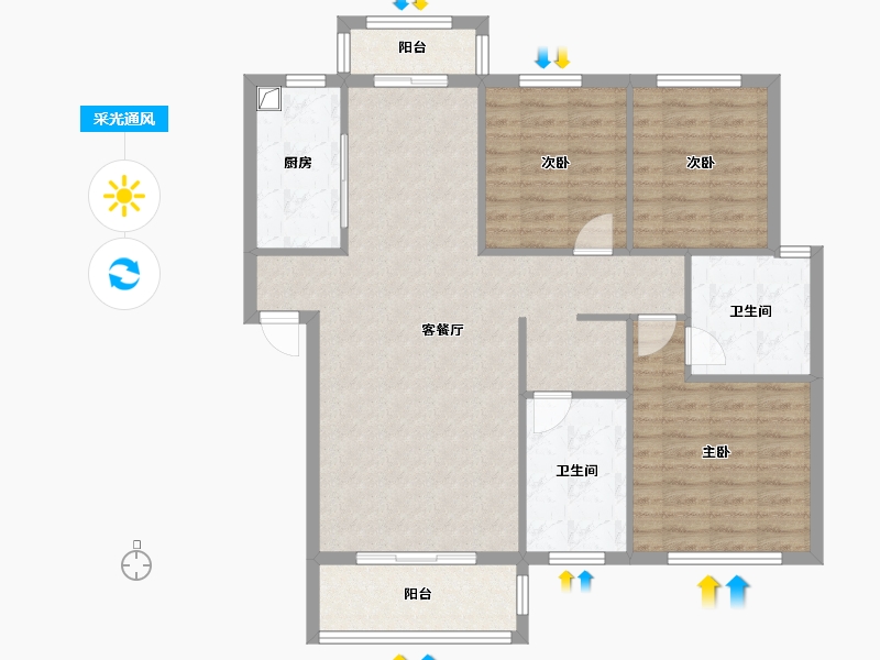 湖南省-衡阳市-南湖安置小区-120.00-户型库-采光通风