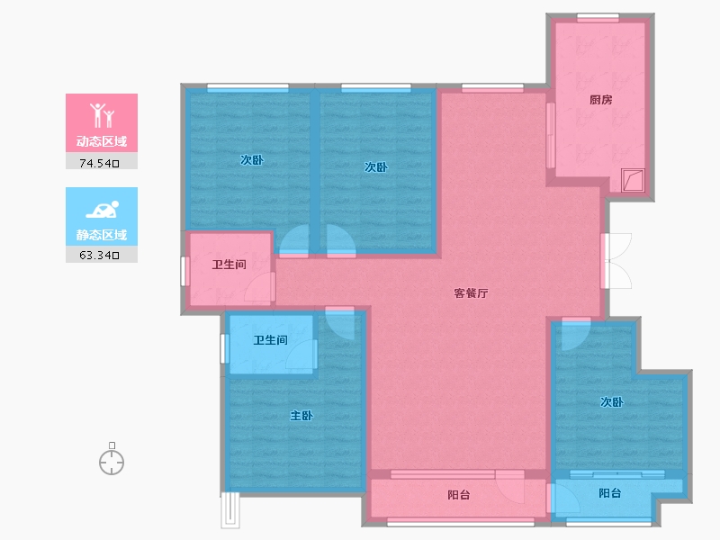 山东省-东营市-湖畔新城-122.98-户型库-动静分区