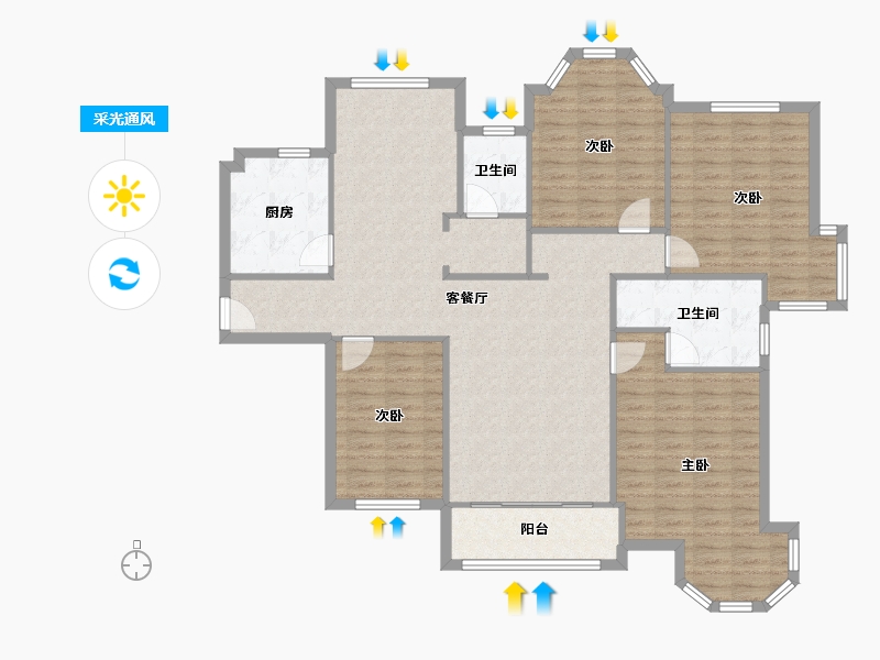 江苏省-苏州市-中南世纪城-126.40-户型库-采光通风