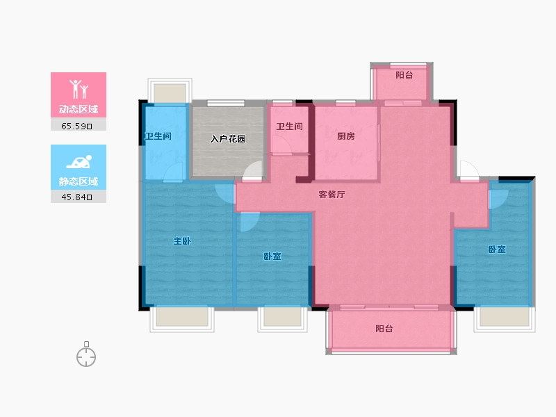 湖南省-长沙市-中冶公园1957-108.00-户型库-动静分区