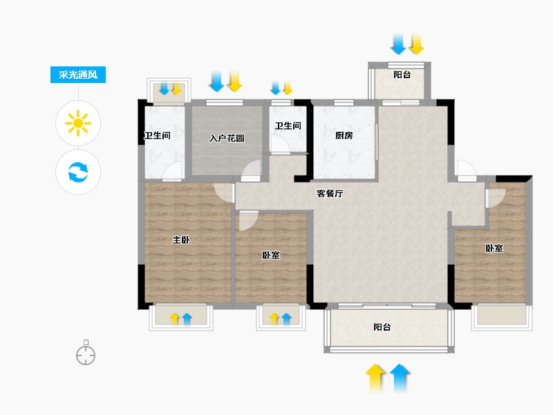 湖南省-长沙市-中冶公园1957-108.00-户型库-采光通风