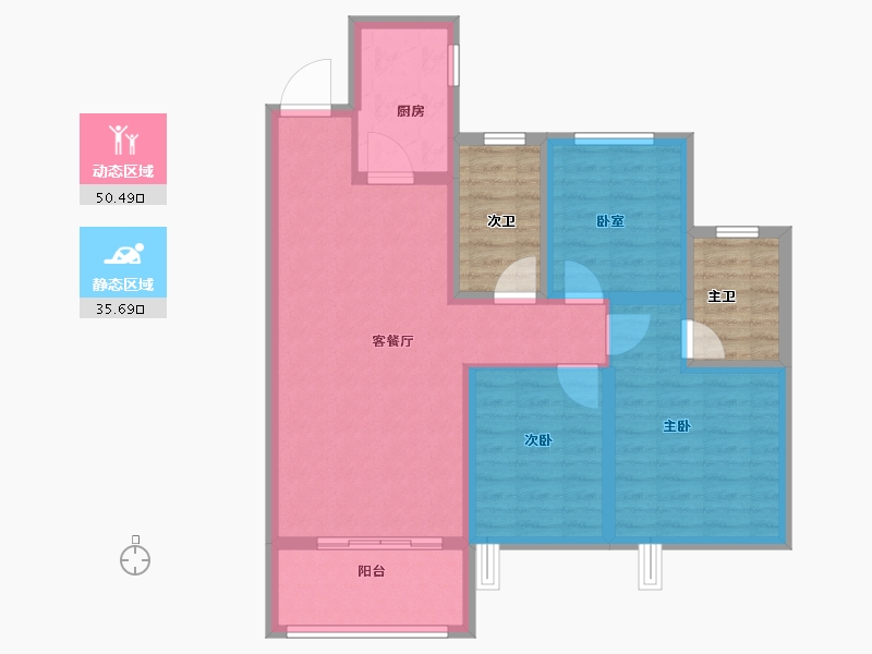 河北省-沧州市-保利拉菲公馆-87.20-户型库-动静分区