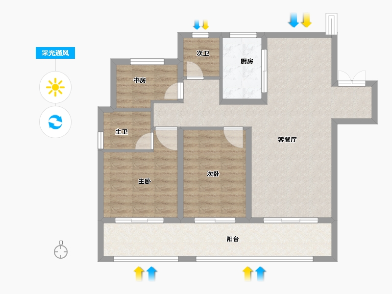 安徽省-淮北市-澜悦府-89.25-户型库-采光通风