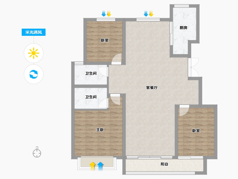 山东省-滨州市-棠悦府-107.48-户型库-采光通风