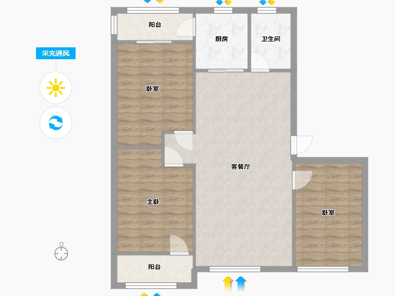 山东省-青岛市-兰东小区-86.40-户型库-采光通风