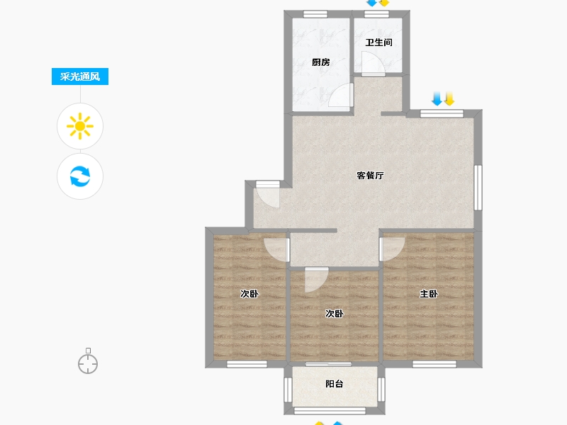 福建省-厦门市-瑞景新村-75.13-户型库-采光通风