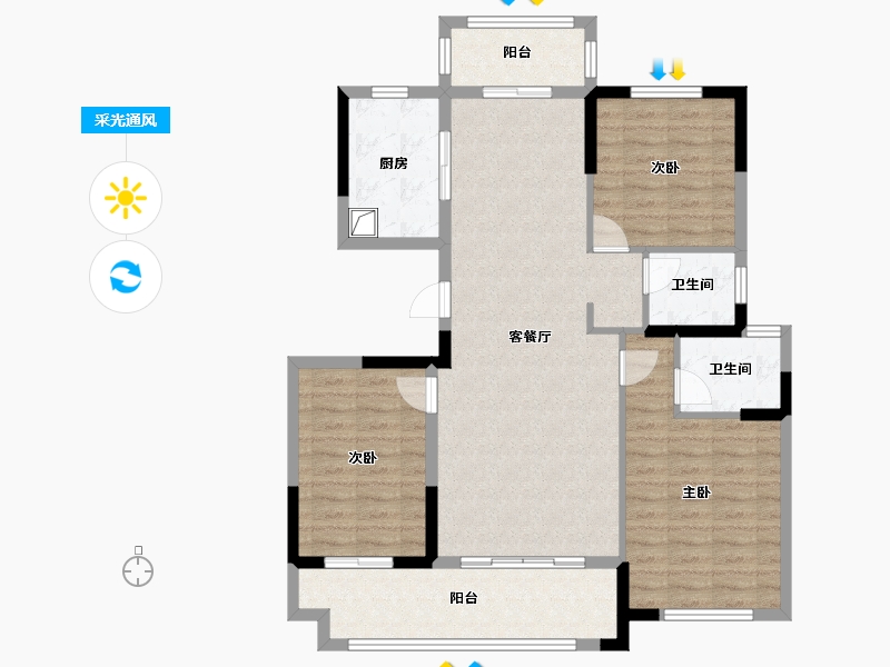 安徽省-宿州市-兰庭雅苑-104.06-户型库-采光通风