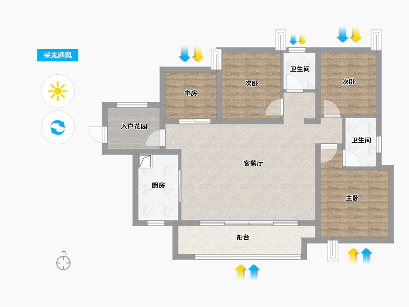 广东省-佛山市-融创湖滨世家-100.80-户型库-采光通风