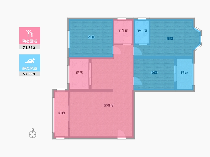 河北省-邢台市-锦瑞名苑-100.80-户型库-动静分区