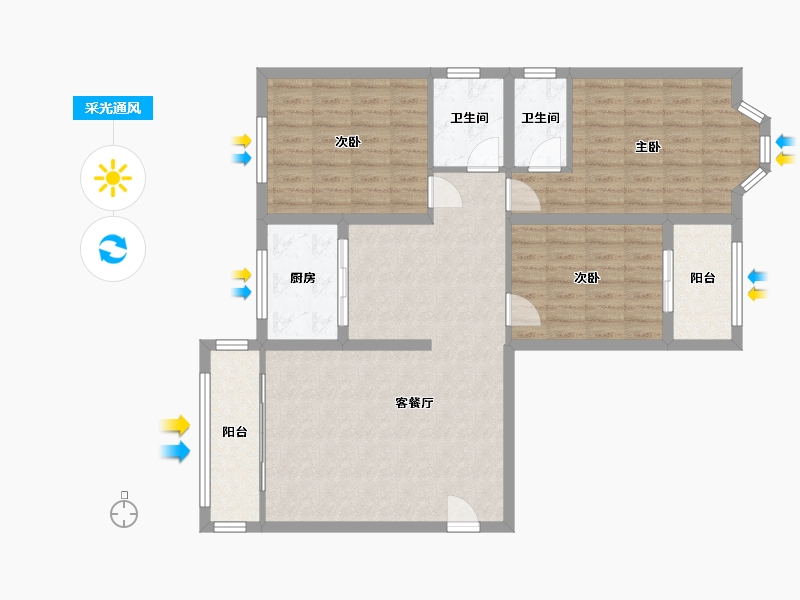 河北省-邢台市-锦瑞名苑-100.80-户型库-采光通风