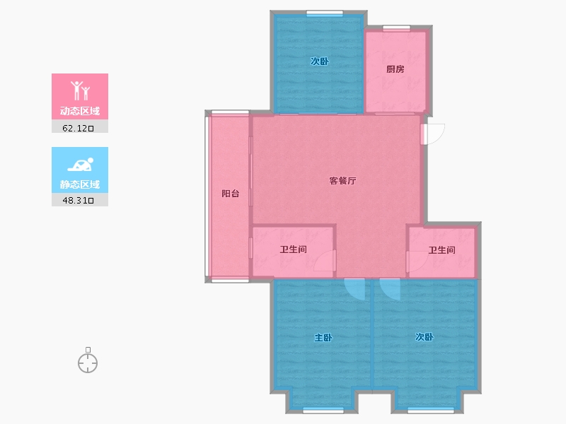 浙江省-绍兴市-七里金湾-103.45-户型库-动静分区