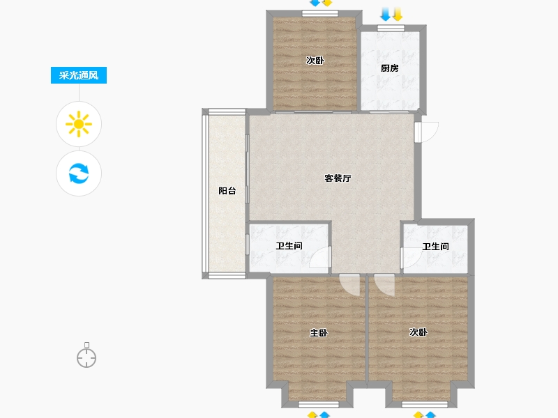 浙江省-绍兴市-七里金湾-103.45-户型库-采光通风