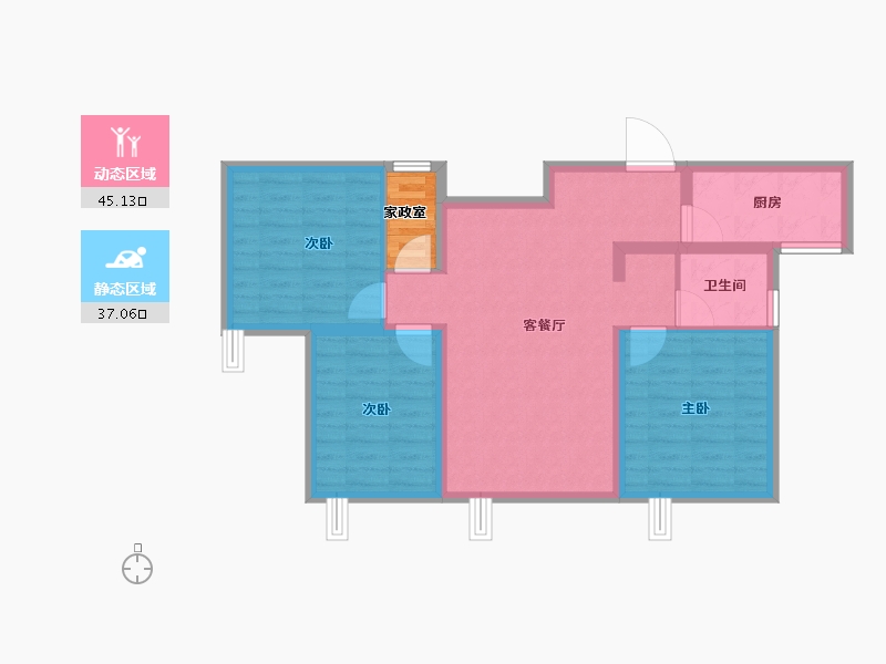 甘肃省-兰州市-保利领秀山-75.75-户型库-动静分区