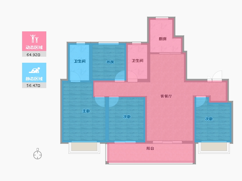 重庆-重庆市-港埠三区-108.00-户型库-动静分区