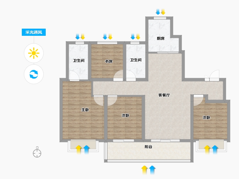 重庆-重庆市-港埠三区-108.00-户型库-采光通风