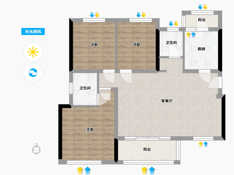 四川省-成都市-保利青江和府二期-82.82-户型库-采光通风