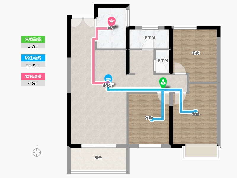 陕西省-咸阳市-锦·唐府建设项目-85.85-户型库-动静线