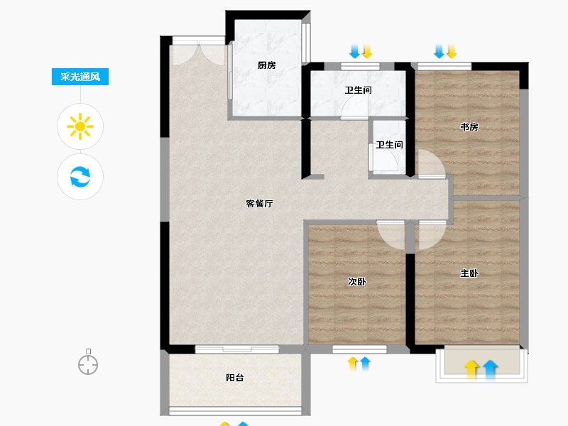 陕西省-咸阳市-锦·唐府建设项目-85.85-户型库-采光通风