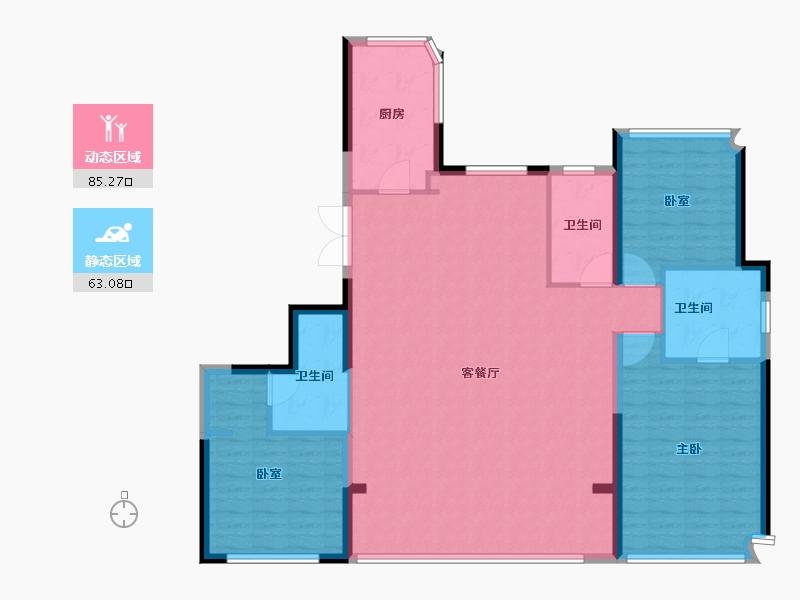 浙江省-温州市-时代滨江瑧品-136.00-户型库-动静分区