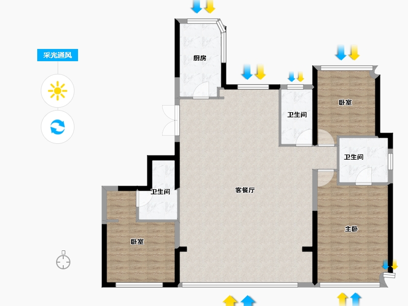 浙江省-温州市-时代滨江瑧品-136.00-户型库-采光通风