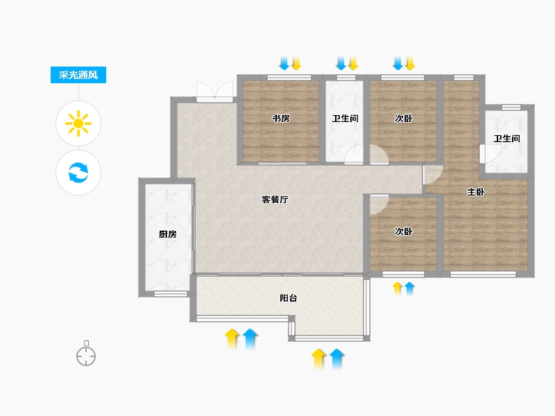 四川省-成都市-中国铁建青羊樾府-120.80-户型库-采光通风