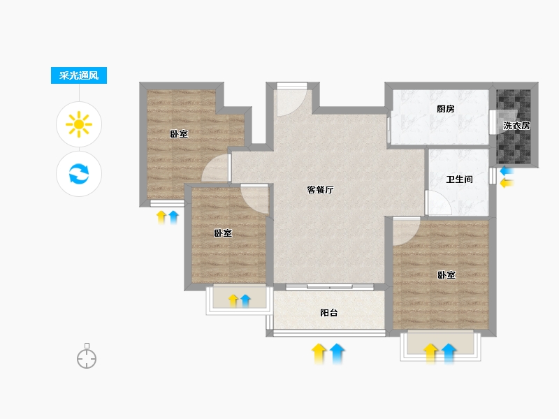 浙江省-嘉兴市-嘉兴御景湾-78.00-户型库-采光通风