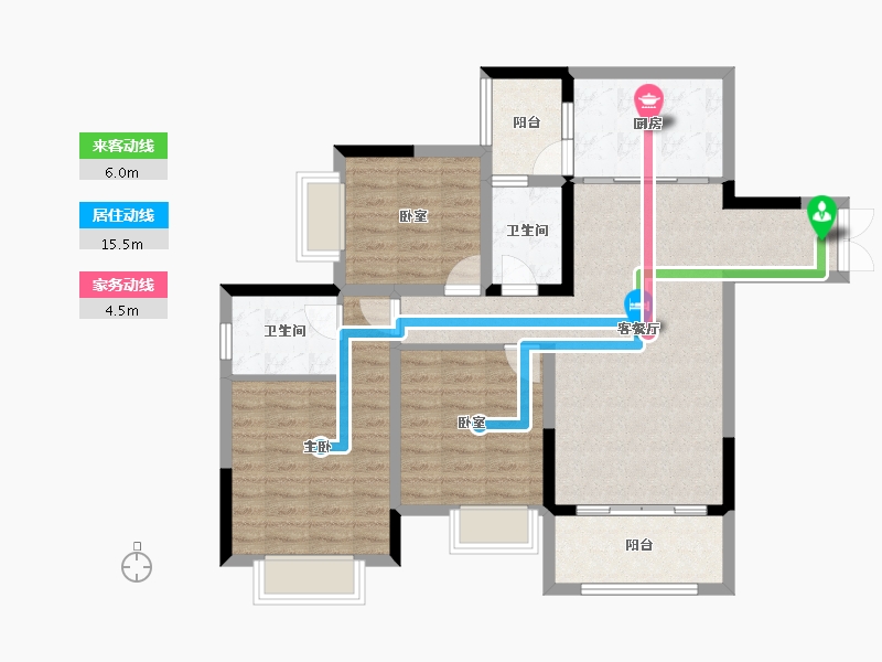 重庆-重庆市-康田栖棠观樾-93.01-户型库-动静线