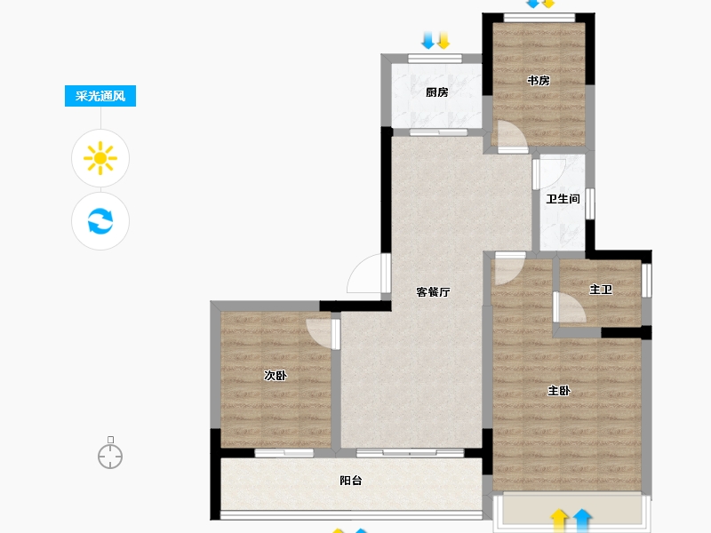 浙江省-嘉兴市-鸿翔天誉府-85.02-户型库-采光通风