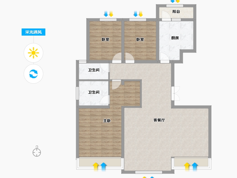 甘肃省-兰州市-保利领秀山-110.70-户型库-采光通风