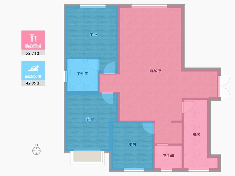 新疆维吾尔自治区-乌鲁木齐市-中建·玖悦-93.94-户型库-动静分区