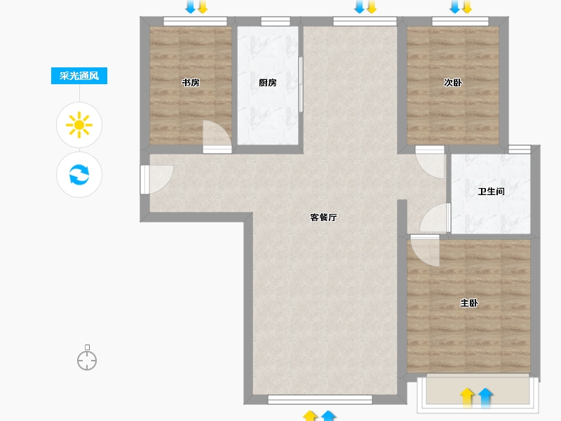 甘肃省-兰州市-保利领秀山-80.16-户型库-采光通风