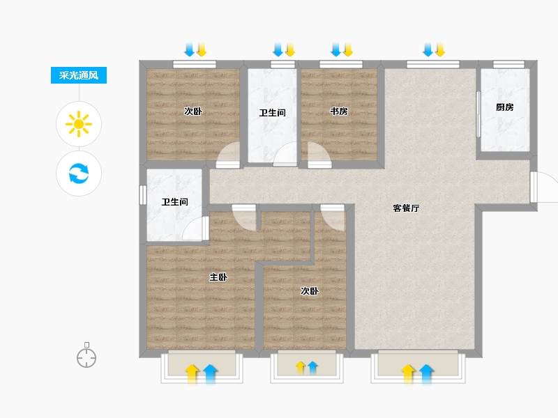 甘肃省-兰州市-保利领秀山-100.67-户型库-采光通风