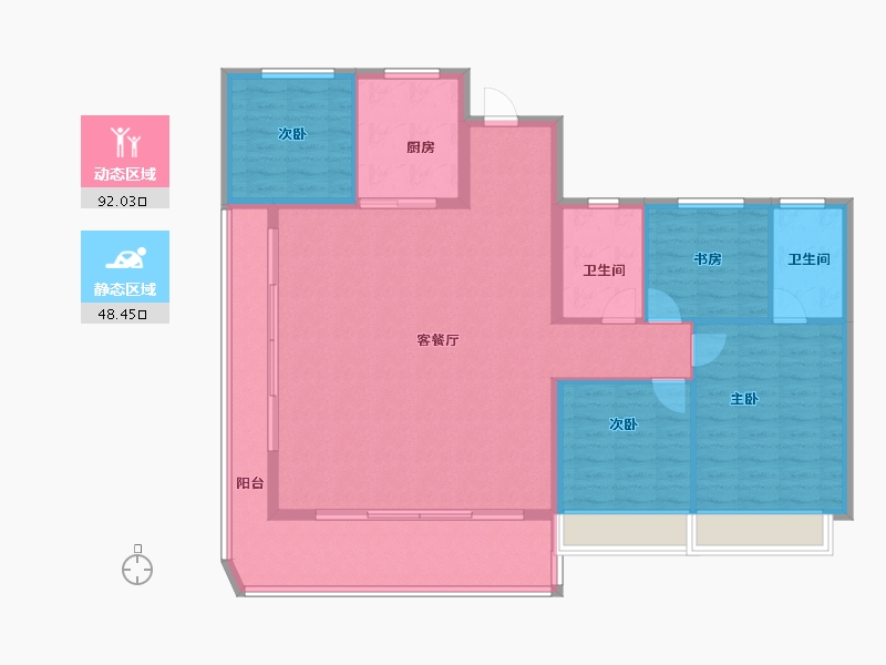 浙江省-嘉兴市-金茂上海之窗-128.68-户型库-动静分区