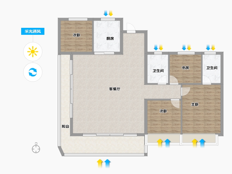 浙江省-嘉兴市-金茂上海之窗-128.68-户型库-采光通风