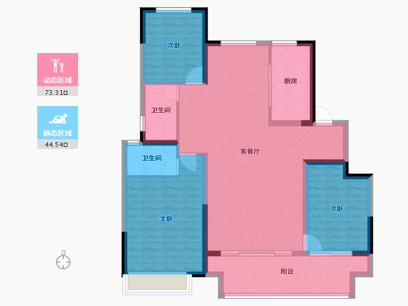 河南省-安阳市-嘉洲城天和府-106.77-户型库-动静分区