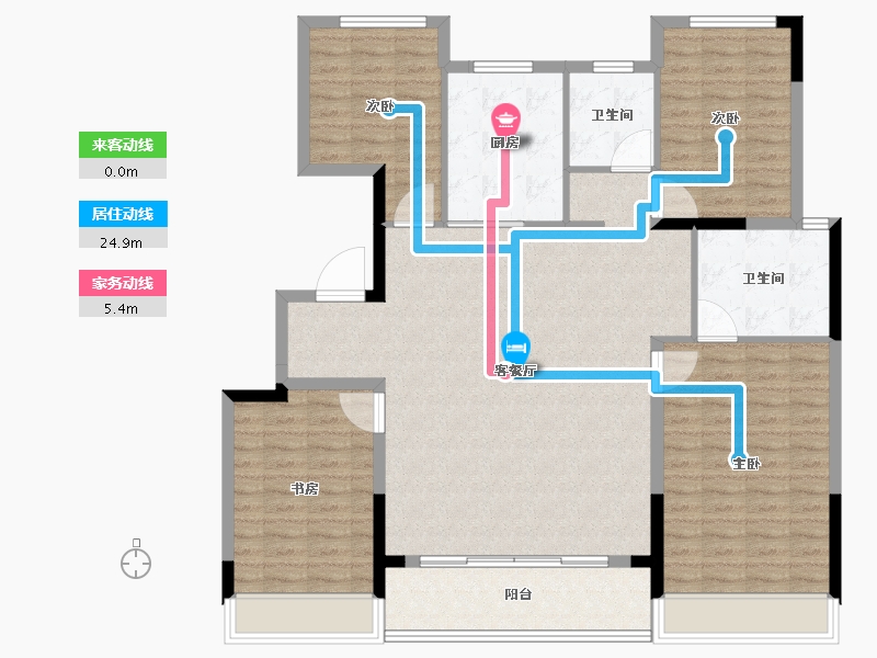 浙江省-杭州市-桃境满元里-132.80-户型库-动静线