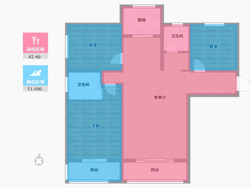 陕西省-宝鸡市-沣源名居-100.99-户型库-动静分区