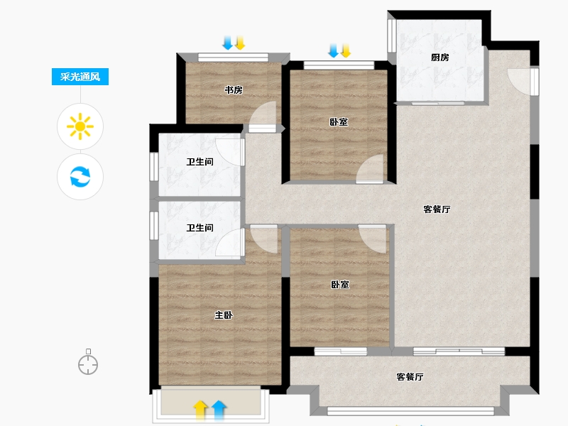 浙江省-温州市-永嘉中梁天宸-97.45-户型库-采光通风