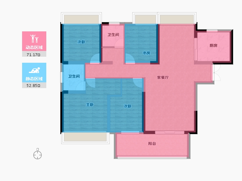 湖北省-黄冈市-锦诚黄梅天地-110.77-户型库-动静分区