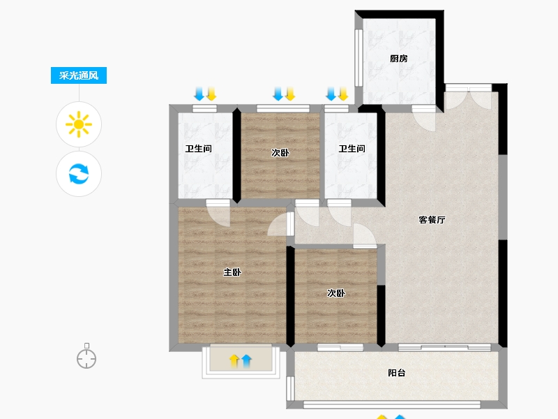 江苏省-淮安市-碧桂园水利水沐云顶-86.40-户型库-采光通风